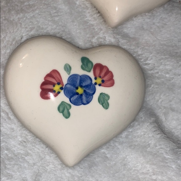Vintage Home Interiors 3 Ceramic Hearts w/flowers - Picture 6 of 12